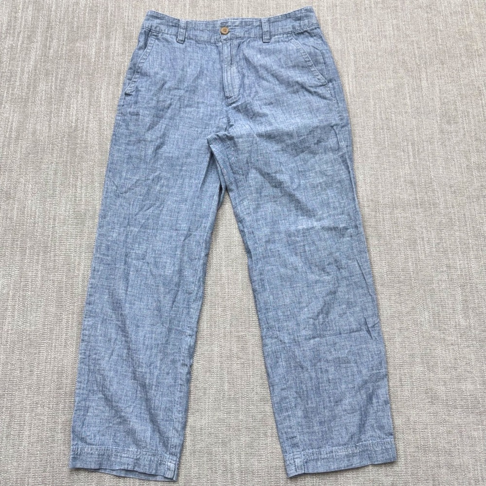 GAP Girlfriend Khaki Women's Size 4 Blue Chambray Cropped Straight Leg Pants